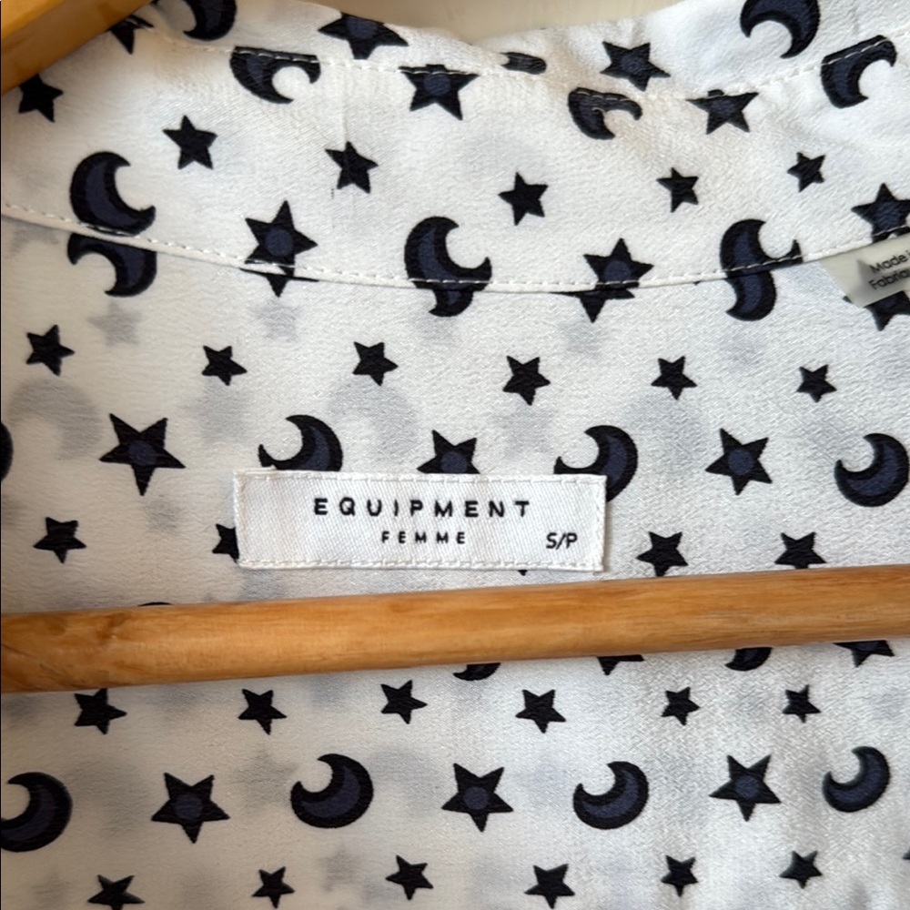 Equipment Black And White Patterned Button Down S… - image 2